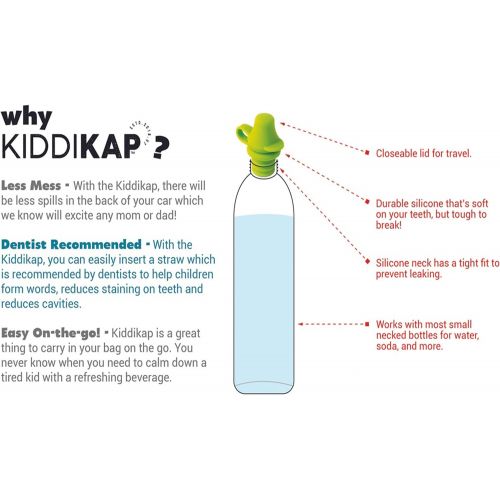 KiddiKap- No Spill Silicone Bottle Top Spout 3 Pack Bundle (Red, Blue, Green) BPA Free