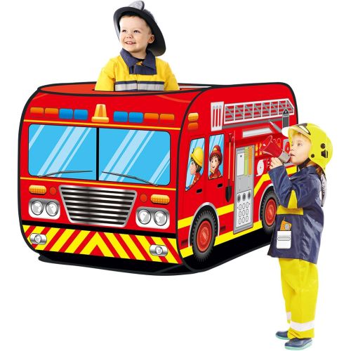  [아마존베스트]Kiddie Play Fire Truck Pop Up Play Tent for Kids Boys & Girls Indoor Outdoor Playhouse Toy