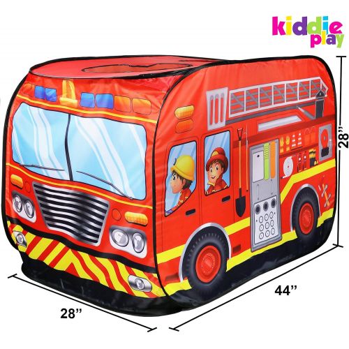  [아마존베스트]Kiddie Play Fire Truck Pop Up Play Tent for Kids Boys & Girls Indoor Outdoor Playhouse Toy