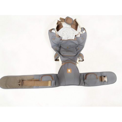  Kiddihug New Style Designer Quality Performance 4 in 1 Baby Carrier with Hip Seat and Hood. (Grey)