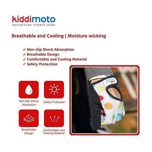  Kiddimoto Kids Cycling Gloves| Anti-Slip Kids Bike Gloves for Boys and Girls| Full Finger Kids Mountain Bike Gloves for BMX, MTB Riding, Gymnastics, Scooters, Skateboard, Rollerblade.