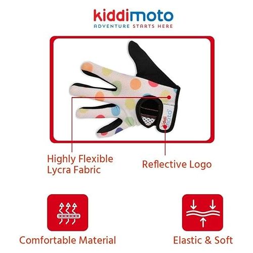  Kiddimoto Kids Cycling Gloves| Anti-Slip Kids Bike Gloves for Boys and Girls| Full Finger Kids Mountain Bike Gloves for BMX, MTB Riding, Gymnastics, Scooters, Skateboard, Rollerblade.