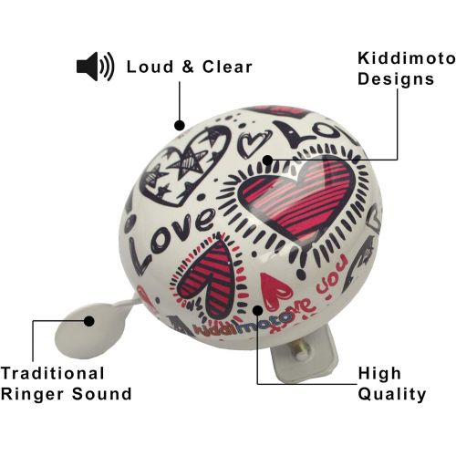  Kiddimoto - Steel Bicycle Bell for Kids/Adults Perfect Loud Bike Ring Bell for Childrens Balance Bikes, Bicycles, BMX, Mountain Bikes & Scooters Available in Different Print & Size