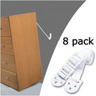 [아마존베스트]Kiddo House Anchors for Baby Proofing-8 Pack-Anti Tip Kit Protect Children From Falling - Adjustable Straps - For Dressers, Tv, Bookshelves And Other Furniture, White