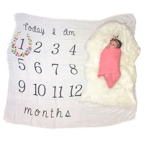  Kiddo Kind Baby Milestone Blanket - 52 x 48 - Makes Unique Photo Props for Babies - Extra Large Monthly Age Blankets Create Personalized Photography for Each Month - Perfect for Ex