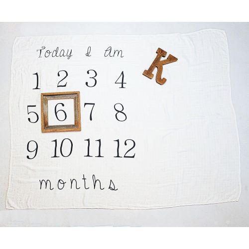  Kiddo Kind Baby Milestone Blanket - 52 x 48 - Makes Unique Photo Props for Babies - Extra Large Monthly Age Blankets Create Personalized Photography for Each Month - Perfect for Ex