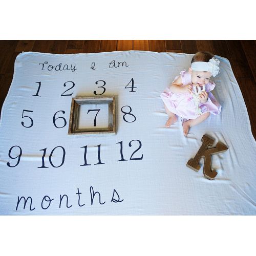  Kiddo Kind Baby Milestone Blanket - 52 x 48 - Makes Unique Photo Props for Babies - Extra Large Monthly Age Blankets Create Personalized Photography for Each Month - Perfect for Ex