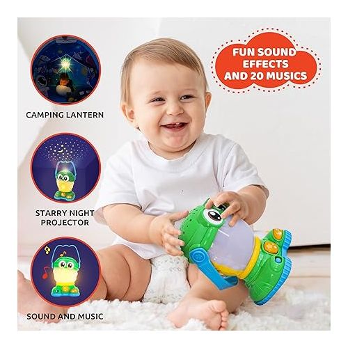  Kids Camping Lantern Night Light Star Projector w/ Soothing Sounds - Mini, Small & Toddler-Friendly Lantern Toy - Perfect Light-Up Toy for Babies 6 Months & Up