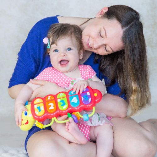  [아마존베스트]KiddoLab Lira The Caterpillar, Baby Music Light Up Toy Piano for 3 Months Age and Older Babies. Attachment for Crib, Stroller and Car Included. Learning Toys for Infants and Toddle