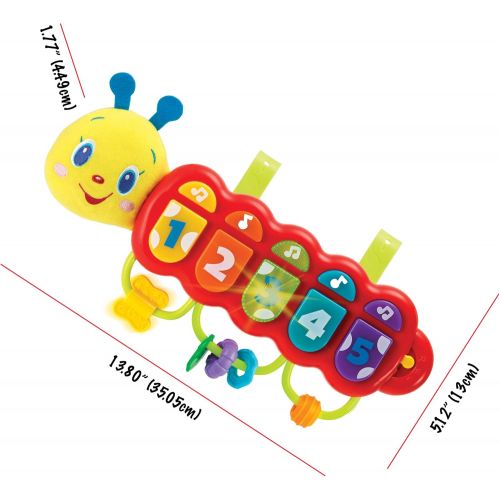  [아마존베스트]KiddoLab Lira The Caterpillar, Baby Music Light Up Toy Piano for 3 Months Age and Older Babies. Attachment for Crib, Stroller and Car Included. Learning Toys for Infants and Toddle