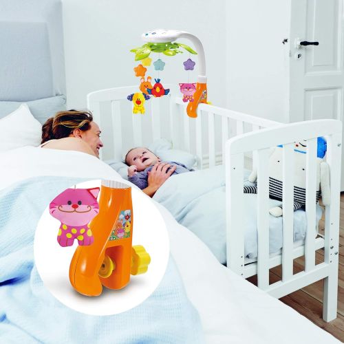  KiddoLab Baby Crib Mobile with Lights and Relaxing Music. Includes Ceiling Light Projector with Stars, Animals. Musical Crib Mobile with Timer. Nursery Toys for Babies Ages 0 and O