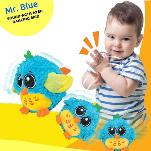  KiddoLab My Dancing and Singing Bird Mr. Blue - Musical Toys for Toddlers and Infants. Baby Singing Funny Owl Toy. Sound and Touch Activated Blue Bird Toy for Girls and Boys, Age 6 Months t