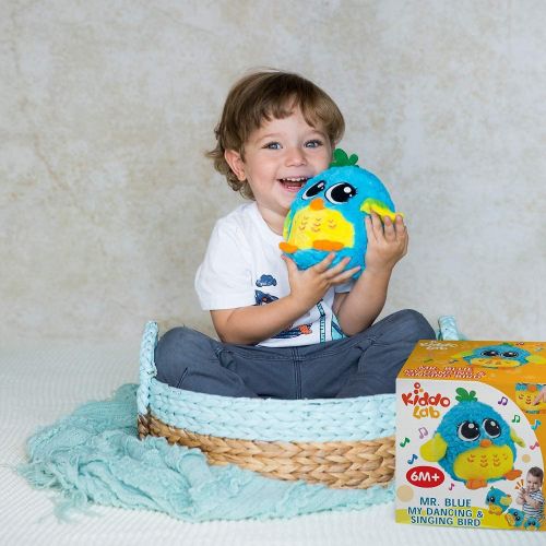  KiddoLab My Dancing and Singing Bird Mr. Blue - Musical Toys for Toddlers and Infants. Baby Singing Funny Owl Toy. Sound and Touch Activated Blue Bird Toy for Girls and Boys, Age 6 Months t