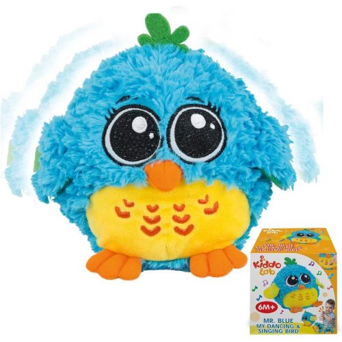  KiddoLab My Dancing and Singing Bird Mr. Blue - Musical Toys for Toddlers and Infants. Baby Singing Funny Owl Toy. Sound and Touch Activated Blue Bird Toy for Girls and Boys, Age 6 Months t