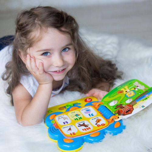  KiddoLab Learning Toys for Toddlers, Chapa The Lion, My First Tablet Interactive Touch and Learn Activity Sound Book. Alphabet and Word Learning Toy for Infants.Educational Toys fo