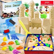 [아마존베스트]Dino Play Sand Kit for Kids 3lbs Cool Dinosaur Edition Motion Sand with an Inflation-Free Sandbox and Numerous Dino Moulds and Tools Creative Toys for Boys and Girls Ages 3 4 5 6 7