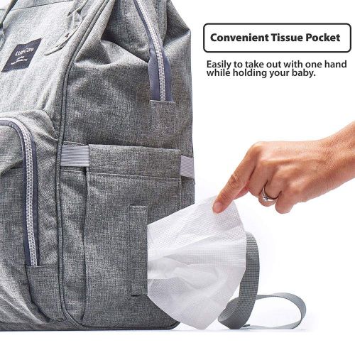  [아마존베스트]KiddyCare Diaper Bag Backpack, Multi-Function Waterproof Maternity Nappy Bags for Travel with Baby, Large Capacity, Durable and Stylish, Gray