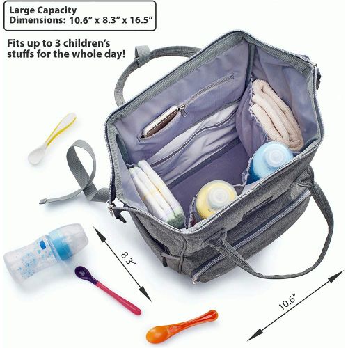  [아마존베스트]KiddyCare Diaper Bag Backpack, Multi-Function Waterproof Maternity Nappy Bags for Travel with Baby, Large Capacity, Durable and Stylish, Gray