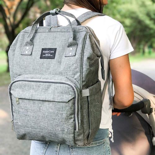  [아마존베스트]KiddyCare Diaper Bag Backpack, Multi-Function Waterproof Maternity Nappy Bags for Travel with Baby, Large Capacity, Durable and Stylish, Gray