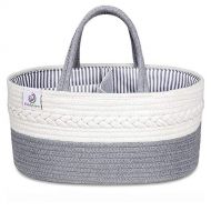 KiddyCare Baby Diaper Caddy Organizer - Stylish Rope Nursery Storage Bin - 100% Cotton Canvas Portable Diaper Storage Basket for Changing Table & Car - Top Baby Shower Gift