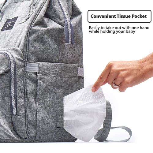  KiddyCare Diaper Bag Backpack, Multi-Function Baby Bag, Maternity Nappy Bags for Travel, Large Capacity, Waterproof, Durable and Stylish for Woman & Men, Gray