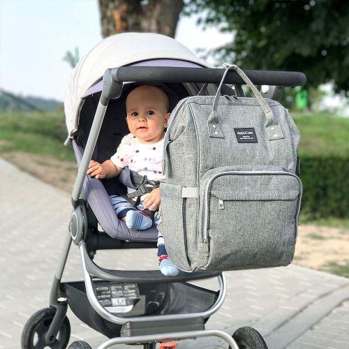  KiddyCare Diaper Bag Backpack, Multi-Function Baby Bag, Maternity Nappy Bags for Travel, Large Capacity, Waterproof, Durable and Stylish for Woman & Men, Gray