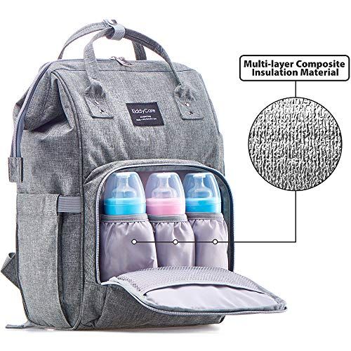  KiddyCare Diaper Bag Backpack, Multi-Function Baby Bag, Maternity Nappy Bags for Travel, Large Capacity, Waterproof, Durable and Stylish for Woman & Men, Gray