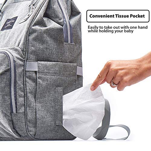  KiddyCare Diaper Bag Backpack, Multi-Function Baby Bag, Maternity Nappy Bags for Travel, Large Capacity, Waterproof, Durable and Stylish for Woman & Men, Gray