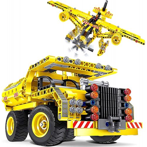  Kididdo STEM Toy Building Sets for Boys 8-12 - 361 Pcs Construction Engineering Kit Builds Dump Truck or Airplane (2in1) STEM Building Toy Set for Kids - Ages 6 7 8 9 10 11 12 Years Old, B