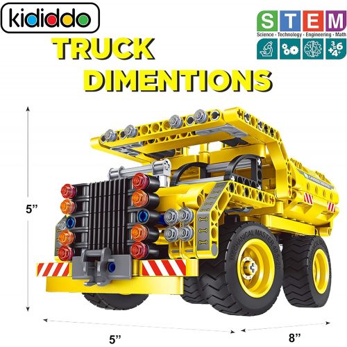  Kididdo STEM Toy Building Sets for Boys 8-12 - 361 Pcs Construction Engineering Kit Builds Dump Truck or Airplane (2in1) STEM Building Toy Set for Kids - Ages 6 7 8 9 10 11 12 Years Old, B