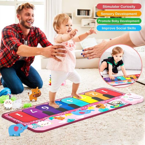  [아마존베스트]Kidoer Piano Mat Kids Toys, Musical Piano Keyboard Dance Mat Early Educational Toys for Baby Girls Boys Toddlers