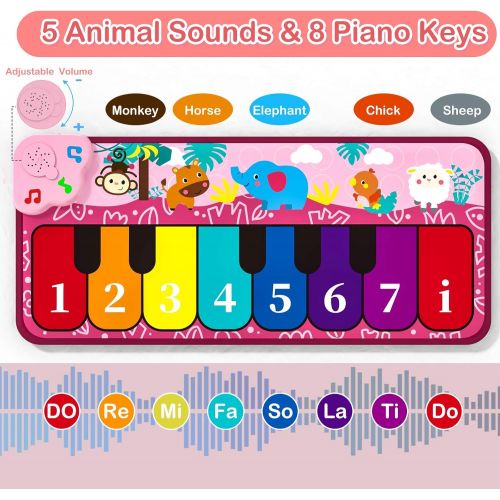  [아마존베스트]Kidoer Piano Mat Kids Toys, Musical Piano Keyboard Dance Mat Early Educational Toys for Baby Girls Boys Toddlers