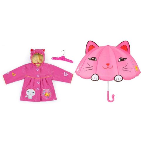  Kidorable Cat Raincoat & Cat Umbrella Set (3T)