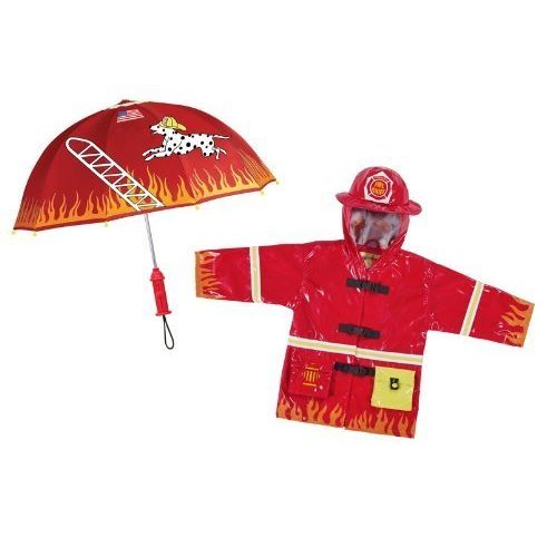  Kidorable Fireman Rain Coat and Umbrella Set (4T)