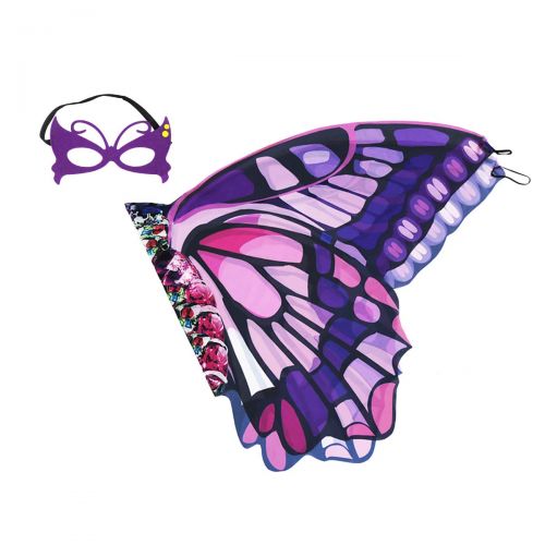  Kids Butterfly Wings Costume Mask for Girls Rainbow Halloween Dress Up Party (Purple Pink)