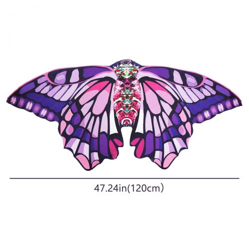  Kids Butterfly Wings Costume Mask for Girls Rainbow Halloween Dress Up Party (Purple Pink)