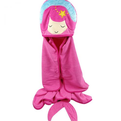  Kids- Large Pink Mermaid Hooded Bath Towel for Girls with Fun Fish Tails and Star- 30 x 50 (Mermaid)