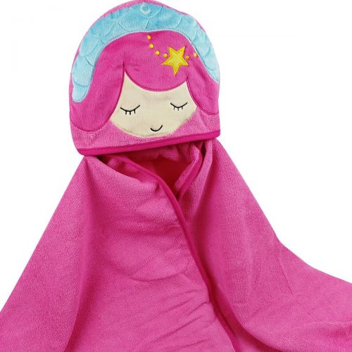  Kids- Large Pink Mermaid Hooded Bath Towel for Girls with Fun Fish Tails and Star- 30 x 50 (Mermaid)