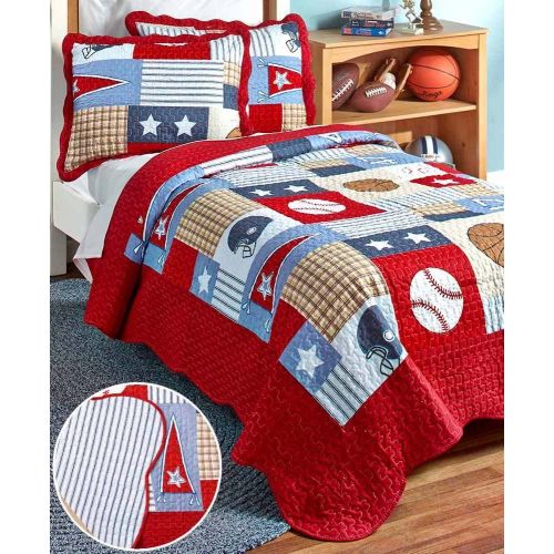  Kids Bedding American Boys Sports, Football, Baseball, Basketball Full/Queen Quilt & Shams Set (3 Piece Bedding) + Homemade Wax Melts