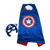 Kids Capes JDProvisions Captain America Blue and Mask Set (Captain America) (Blue)