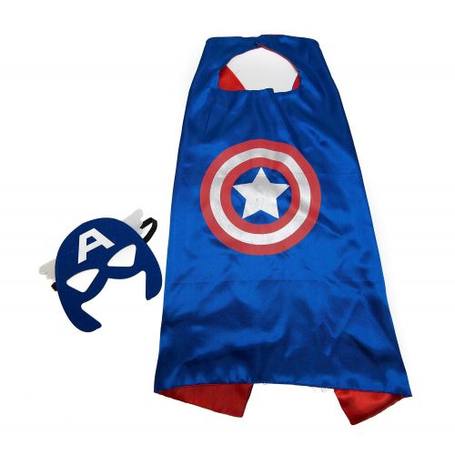  Kids Capes JDProvisions Captain America Blue and Mask Set (Captain America) (Blue)