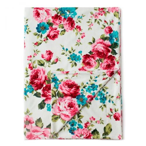  Kids N' Such Kids N Such Minky Baby Blanket 30 x 40 - White Floral - Soft Swaddle Blanket for Newborns and Toddlers - Best for Girl Crib Bedding, Nursery, and Security - Plush Double Layer Flee