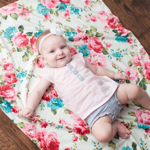  Kids N' Such Kids N Such Minky Baby Blanket 30 x 40 - White Floral - Soft Swaddle Blanket for Newborns and Toddlers - Best for Girl Crib Bedding, Nursery, and Security - Plush Double Layer Flee