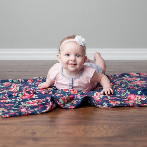  Kids N' Such Kids N Such Minky Baby Blanket 30 x 40 - Navy Floral - Soft Swaddle Blanket for Newborns and Toddlers - Best for Girl Crib Bedding, Nursery, and Security - Plush Double Layer Fleec