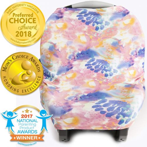  Kids N Nursing Cover, Car Seat Canopy, Shopping Cart, High Chair, Stroller and Carseat Covers for Girls- Best Stretchy Infinity Scarf and Shawl- Multi Use Breastfeeding Cover Up- Fleur Pr