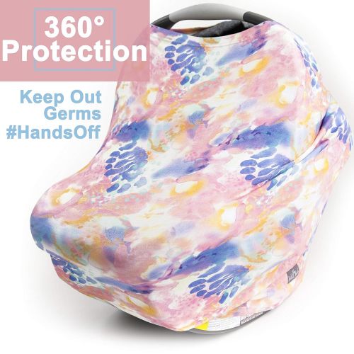  Kids N Nursing Cover, Car Seat Canopy, Shopping Cart, High Chair, Stroller and Carseat Covers for Girls- Best Stretchy Infinity Scarf and Shawl- Multi Use Breastfeeding Cover Up- Fleur Pr