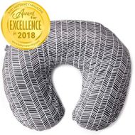 Kids N Minky Nursing Pillow Cover | Herringbone Pattern Slipcover | Best for Breastfeeding Moms | Soft Fabric Fits Snug On Infant Nursing Pillows to Aid Mothers While Breast Feeding | Gre