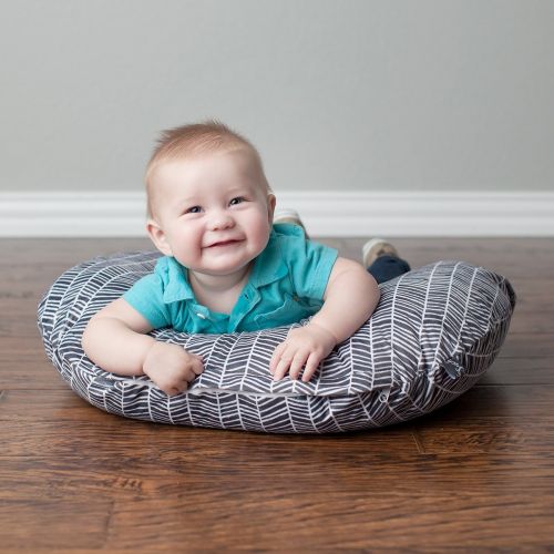  Kids N Minky Nursing Pillow Cover | Herringbone Pattern Slipcover | Best for Breastfeeding Moms | Soft Fabric Fits Snug On Infant Nursing Pillows to Aid Mothers While Breast Feeding | Gre