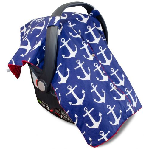  Kids N 2 in 1 Carseat Canopy and Nursing Cover Up with Peekaboo Opening | Large Infant Car Seat Canopy for Girl or Boy | Best Baby Shower Gift for Breastfeeding Moms | Navy Blue Anchor Pa