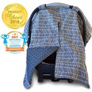 Kids N 2 in 1 Carseat Canopy and Nursing Cover Up with Peekaboo Opening | Large Infant Car Seat Canopy for Girl or Boy | Best Baby Shower Gift for Breastfeeding Moms | Grey Herringbone Pa